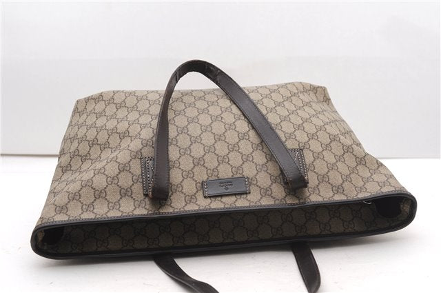Authentic GUCCI Vintage Shoulder Hand Tote Bag GG PVC Leather 211137 Brown 5370F