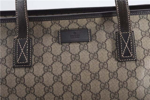 Authentic GUCCI Vintage Shoulder Hand Tote Bag GG PVC Leather 211137 Brown 5370F