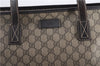 Authentic GUCCI Vintage Shoulder Hand Tote Bag GG PVC Leather 211137 Brown 5370F