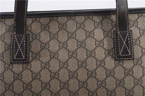 Authentic GUCCI Vintage Shoulder Hand Tote Bag GG PVC Leather 211137 Brown 5370F