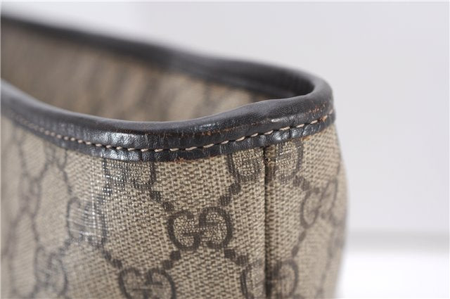 Authentic GUCCI Vintage Shoulder Hand Tote Bag GG PVC Leather 211137 Brown 5370F