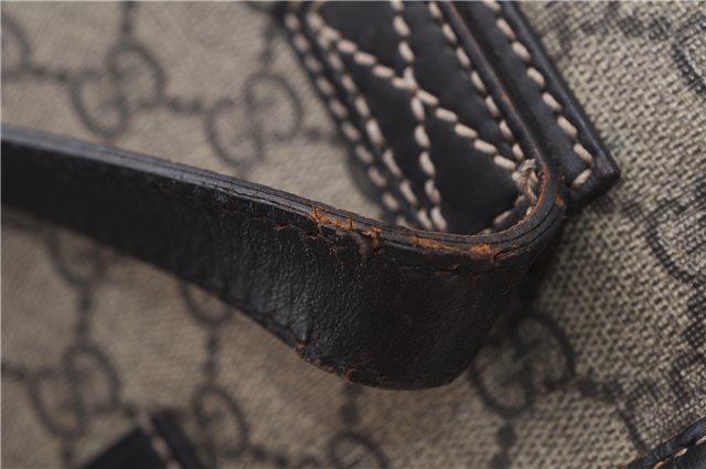 Authentic GUCCI Vintage Shoulder Hand Tote Bag GG PVC Leather 211137 Brown 5370F