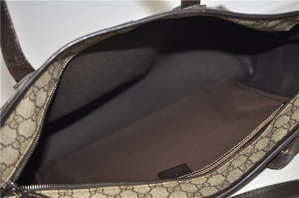Authentic GUCCI Vintage Shoulder Hand Tote Bag GG PVC Leather 211137 Brown 5370F