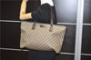 Authentic GUCCI Vintage Shoulder Hand Tote Bag GG PVC Leather 211137 Brown 5370F