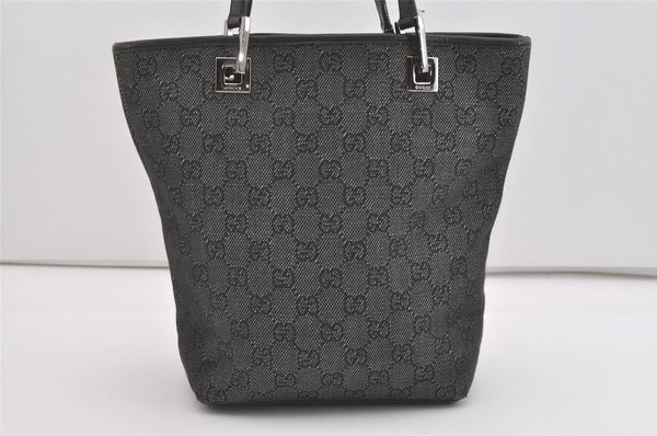 Authentic GUCCI Vintage Shoulder Tote Bag GG Canvas Leather 31244 Black 5370I