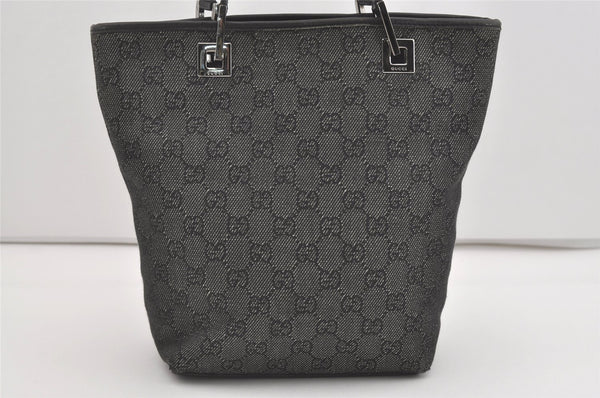 Authentic GUCCI Vintage Shoulder Tote Bag GG Canvas Leather 31244 Black 5370I