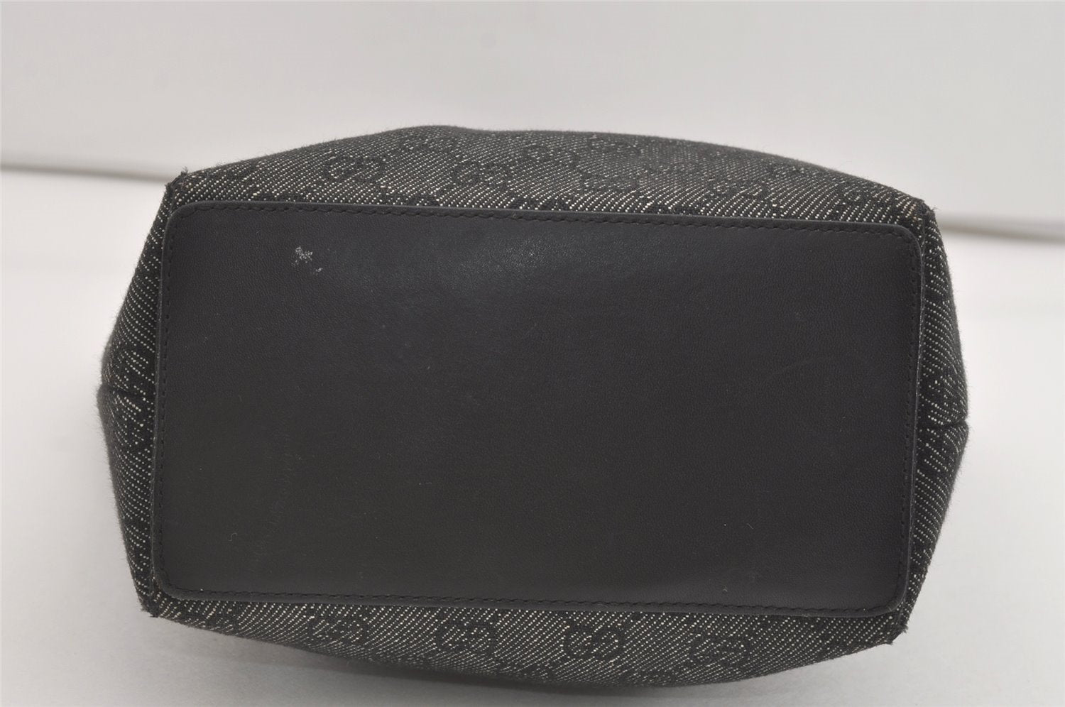 Authentic GUCCI Vintage Shoulder Tote Bag GG Canvas Leather 31244 Black 5370I