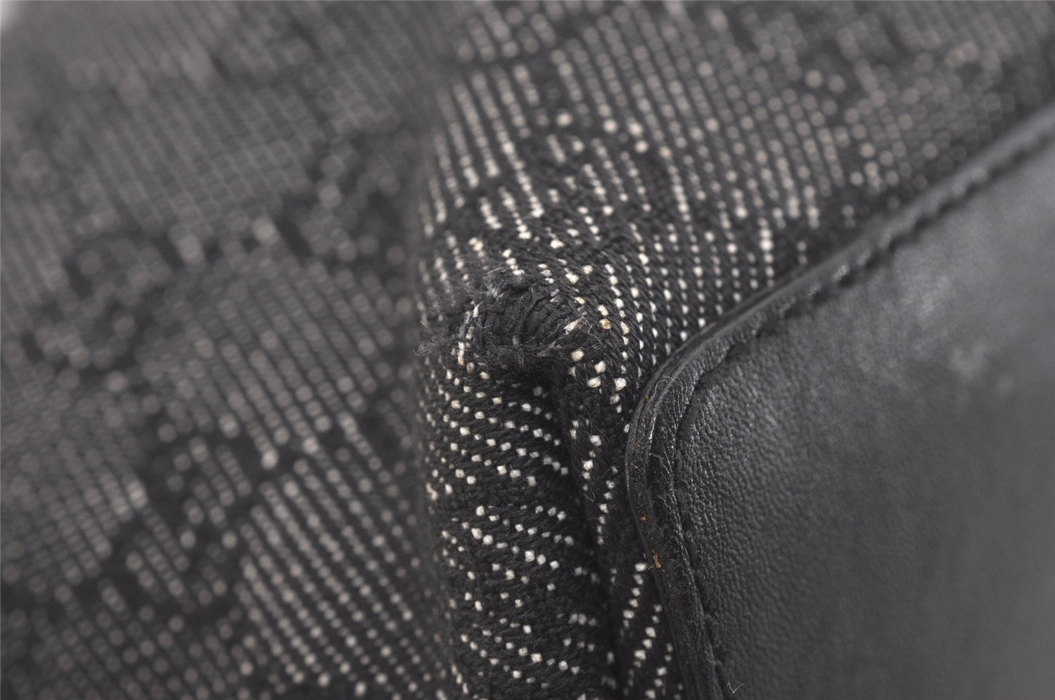 Authentic GUCCI Vintage Shoulder Tote Bag GG Canvas Leather 31244 Black 5370I