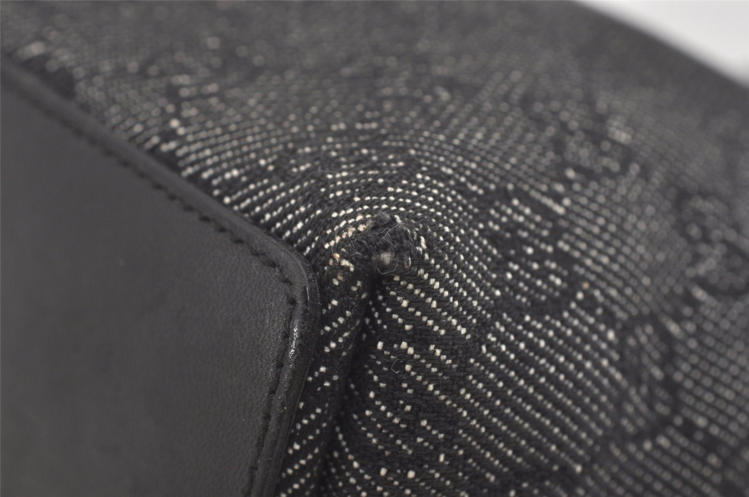 Authentic GUCCI Vintage Shoulder Tote Bag GG Canvas Leather 31244 Black 5370I