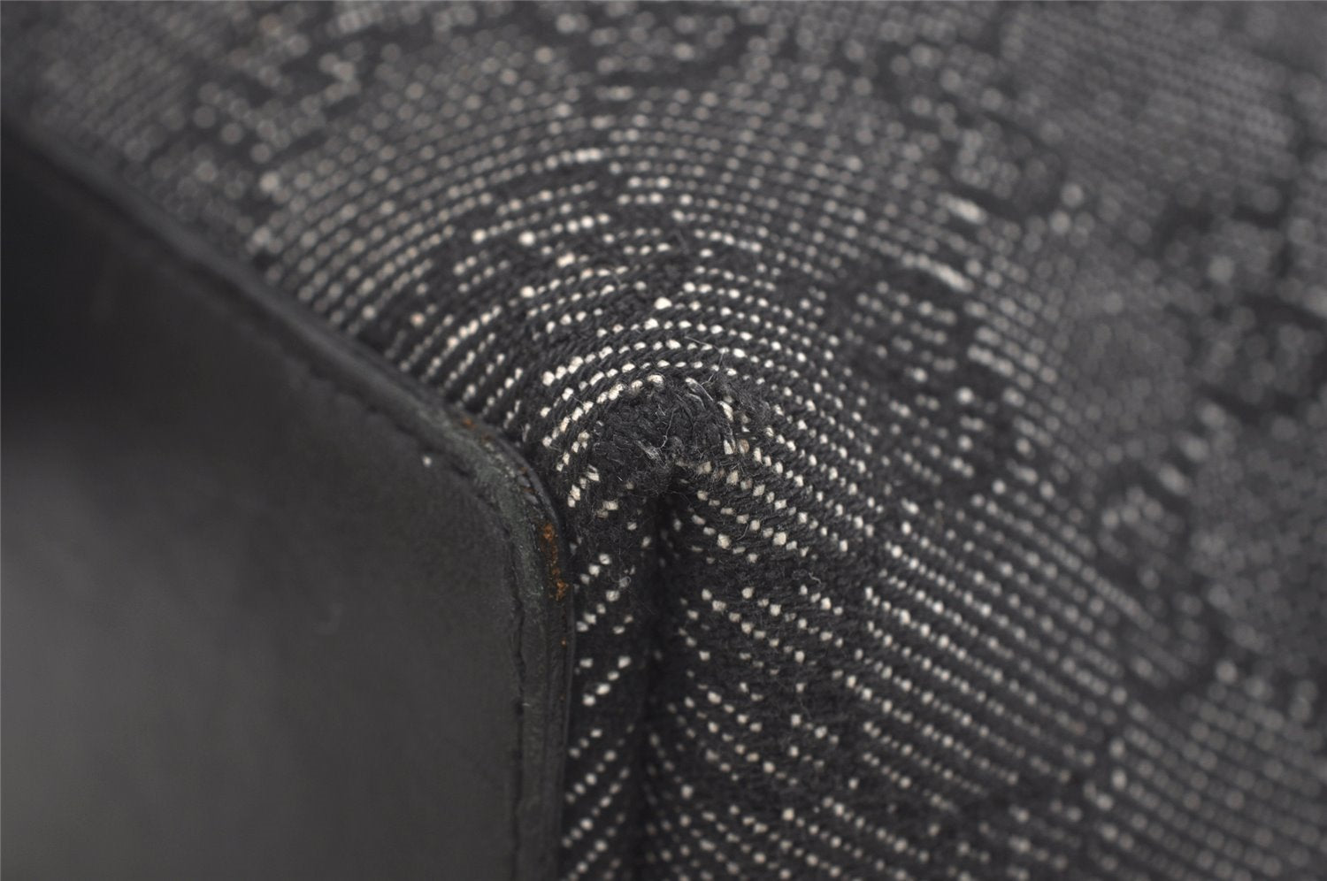 Authentic GUCCI Vintage Shoulder Tote Bag GG Canvas Leather 31244 Black 5370I