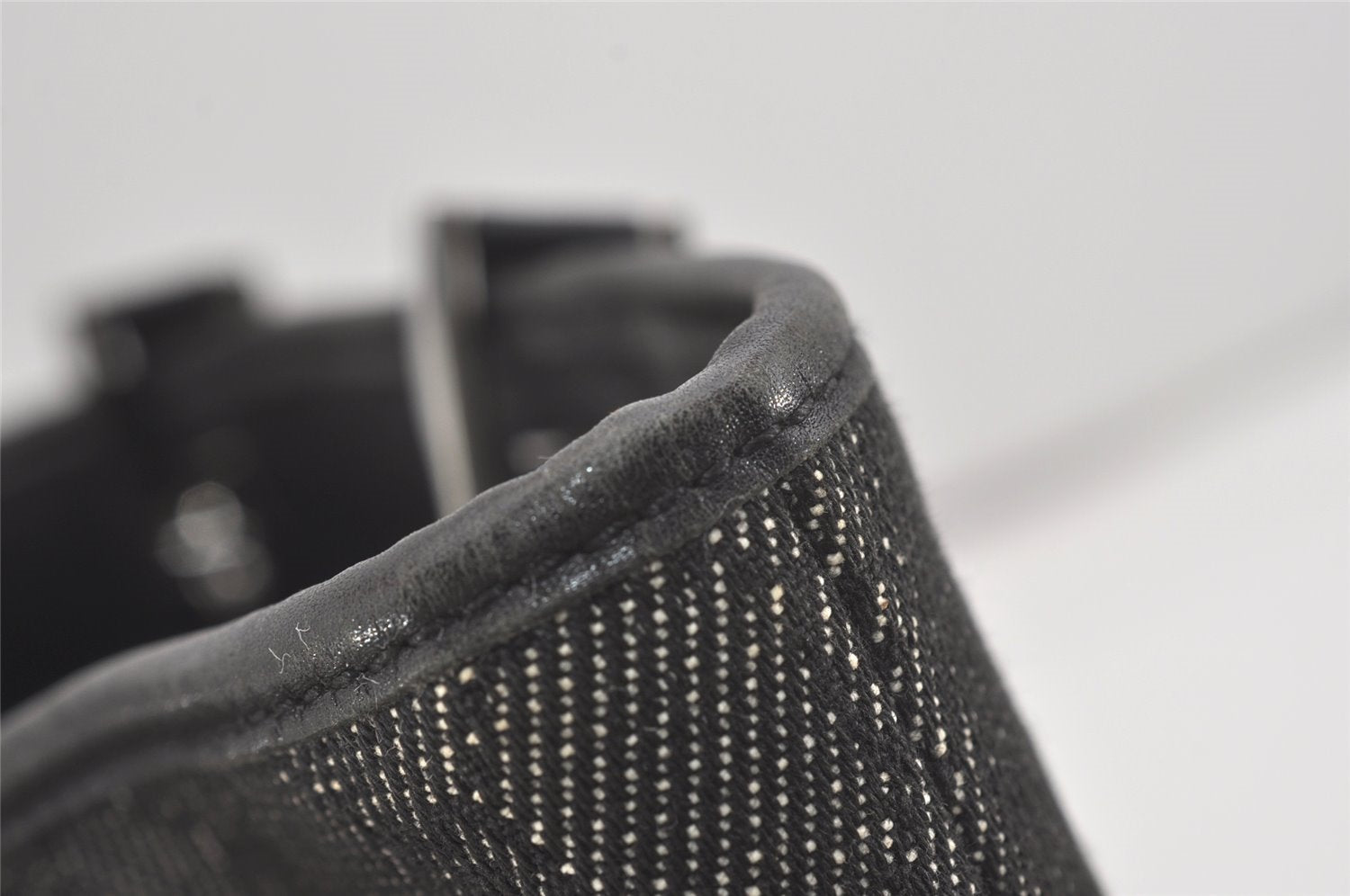 Authentic GUCCI Vintage Shoulder Tote Bag GG Canvas Leather 31244 Black 5370I