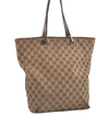Authentic GUCCI Vintage Shoulder Tote Bag GG Canvas Leather 31243 Brown 5371I