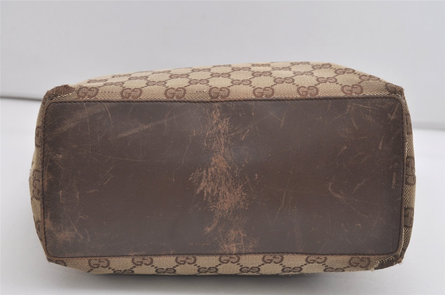 Authentic GUCCI Vintage Shoulder Tote Bag GG Canvas Leather 31243 Brown 5371I