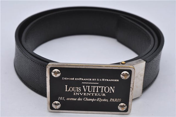 Auth Louis Vuitton Damier Graphite Ceinture Inventeur Belt 37.4" Black 5372E