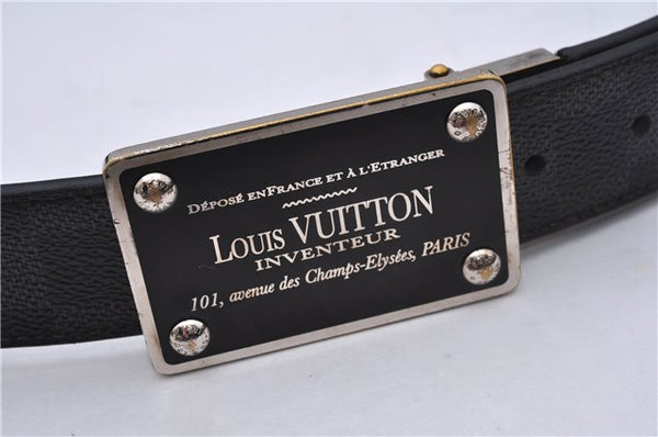 Auth Louis Vuitton Damier Graphite Ceinture Inventeur Belt 37.4" Black 5372E