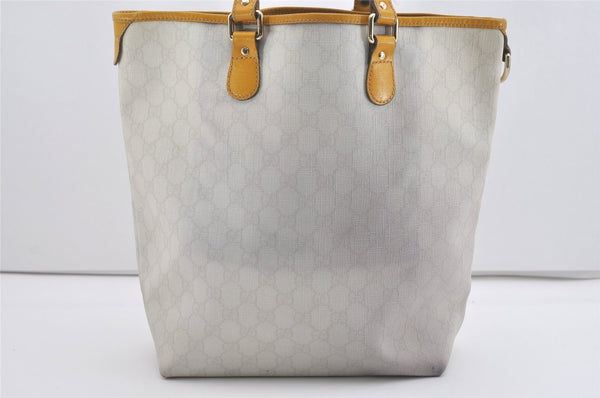 Authentic GUCCI Vintage Shoulder Tote Bag GG PVC Leather 189896 White 5372I
