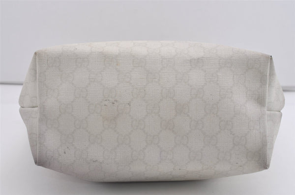 Authentic GUCCI Vintage Shoulder Tote Bag GG PVC Leather 189896 White 5372I