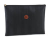 Authentic FENDI Pequin Clutch Bag PVC Leather Black 5373C