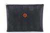 Authentic FENDI Pequin Clutch Bag PVC Leather Black 5373C