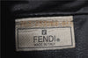 Authentic FENDI Pequin Clutch Bag PVC Leather Black 5373C