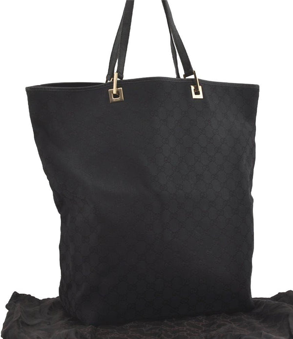 Authentic GUCCI Vintage Shoulder Tote Bag GG Canvas Leather 0021097 Black 5373I