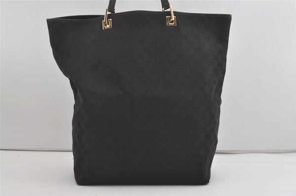 Authentic GUCCI Vintage Shoulder Tote Bag GG Canvas Leather 0021097 Black 5373I
