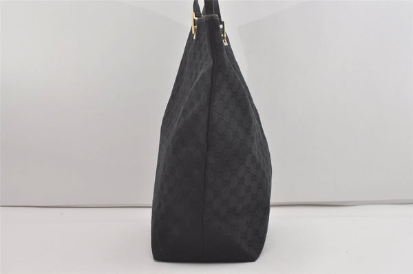 Authentic GUCCI Vintage Shoulder Tote Bag GG Canvas Leather 0021097 Black 5373I