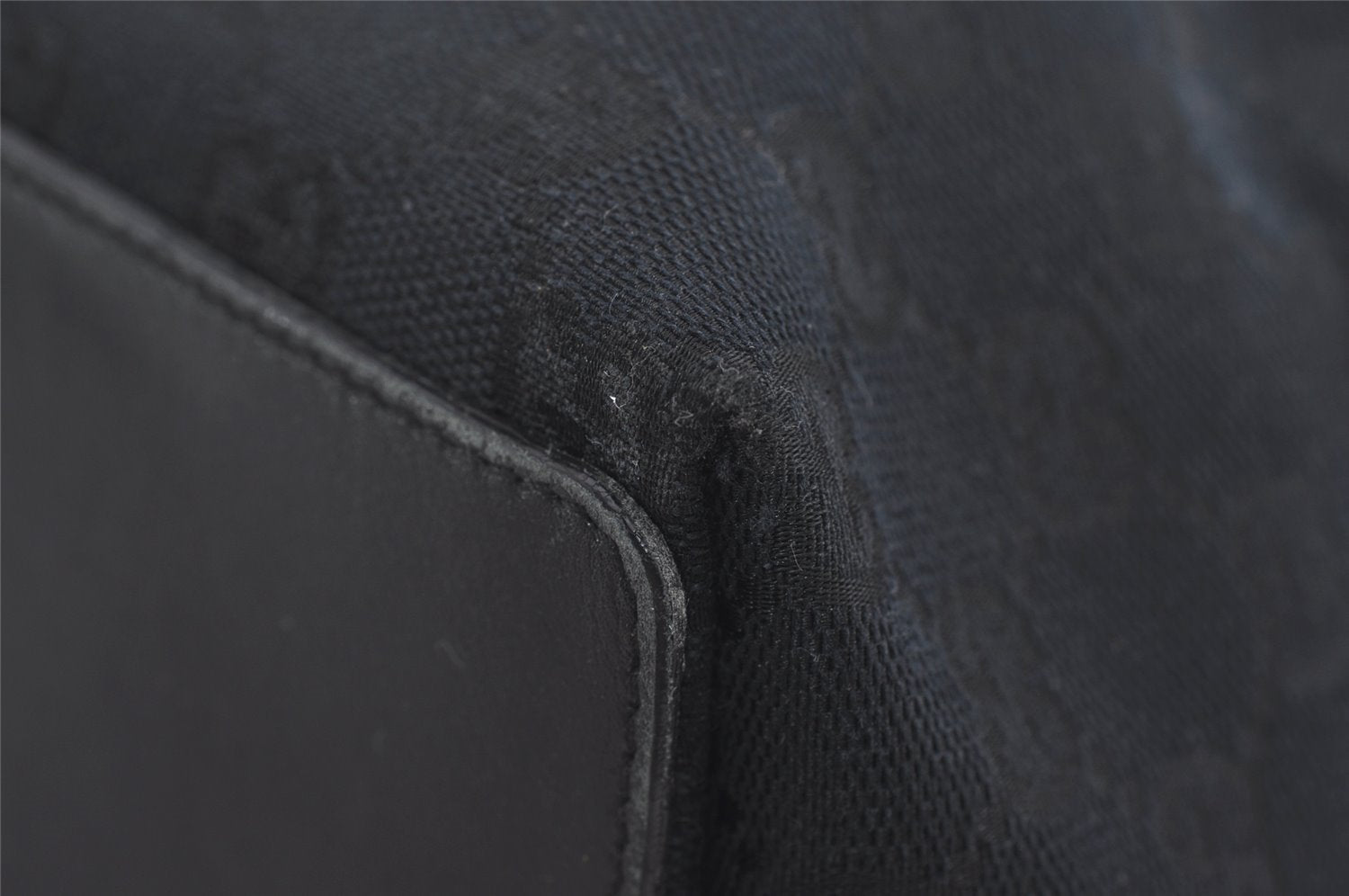 Authentic GUCCI Vintage Shoulder Tote Bag GG Canvas Leather 0021097 Black 5373I