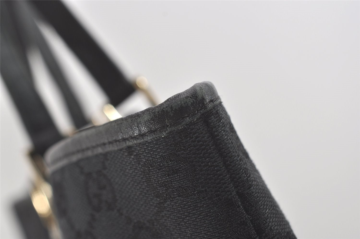 Authentic GUCCI Vintage Shoulder Tote Bag GG Canvas Leather 0021097 Black 5373I