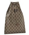 Authentic GUCCI Vintage Drawstring Hand Bag Purse GG PVC Leather Brown 5375I