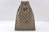 Authentic GUCCI Vintage Drawstring Hand Bag Purse GG PVC Leather Brown 5375I