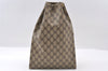 Authentic GUCCI Vintage Drawstring Hand Bag Purse GG PVC Leather Brown 5375I