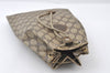 Authentic GUCCI Vintage Drawstring Hand Bag Purse GG PVC Leather Brown 5375I