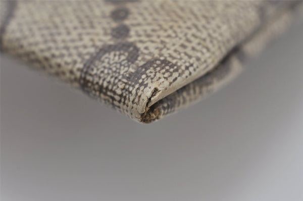 Authentic GUCCI Vintage Drawstring Hand Bag Purse GG PVC Leather Brown 5375I