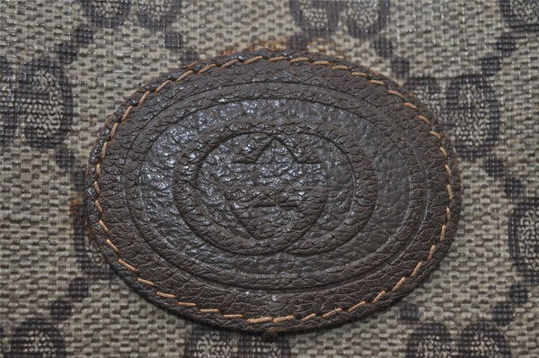 Authentic GUCCI Vintage Drawstring Hand Bag Purse GG PVC Leather Brown 5375I