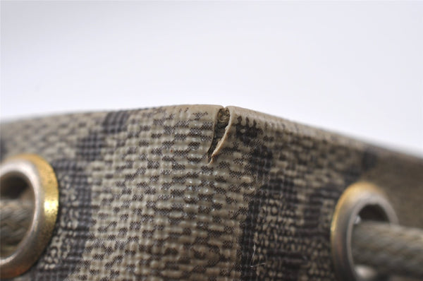 Authentic GUCCI Vintage Drawstring Hand Bag Purse GG PVC Leather Brown 5375I