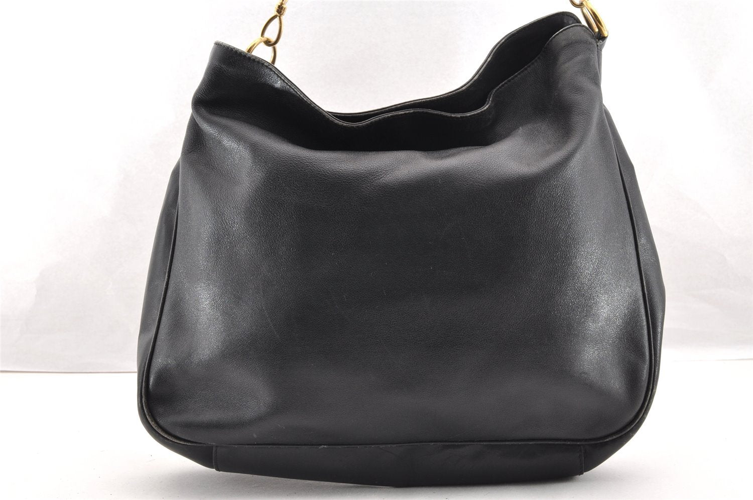 Authentic GUCCI Bamboo 2Way Shoulder Hand Bag Leather Black Junk 5376I