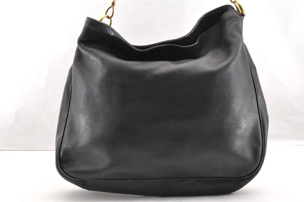 Authentic GUCCI Bamboo 2Way Shoulder Hand Bag Leather Black Junk 5376I