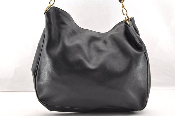 Authentic GUCCI Bamboo 2Way Shoulder Hand Bag Leather Black Junk 5376I