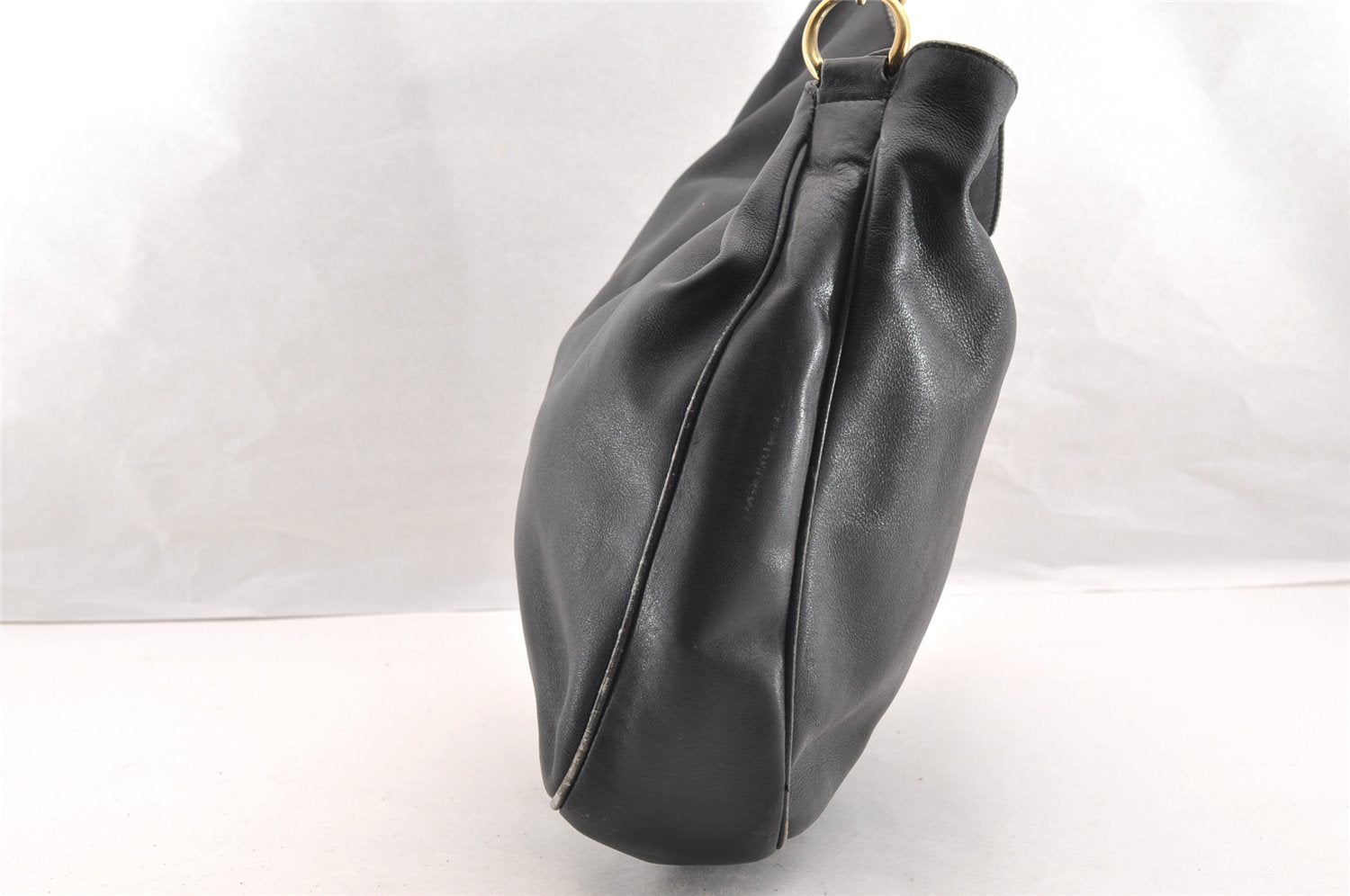 Authentic GUCCI Bamboo 2Way Shoulder Hand Bag Leather Black Junk 5376I