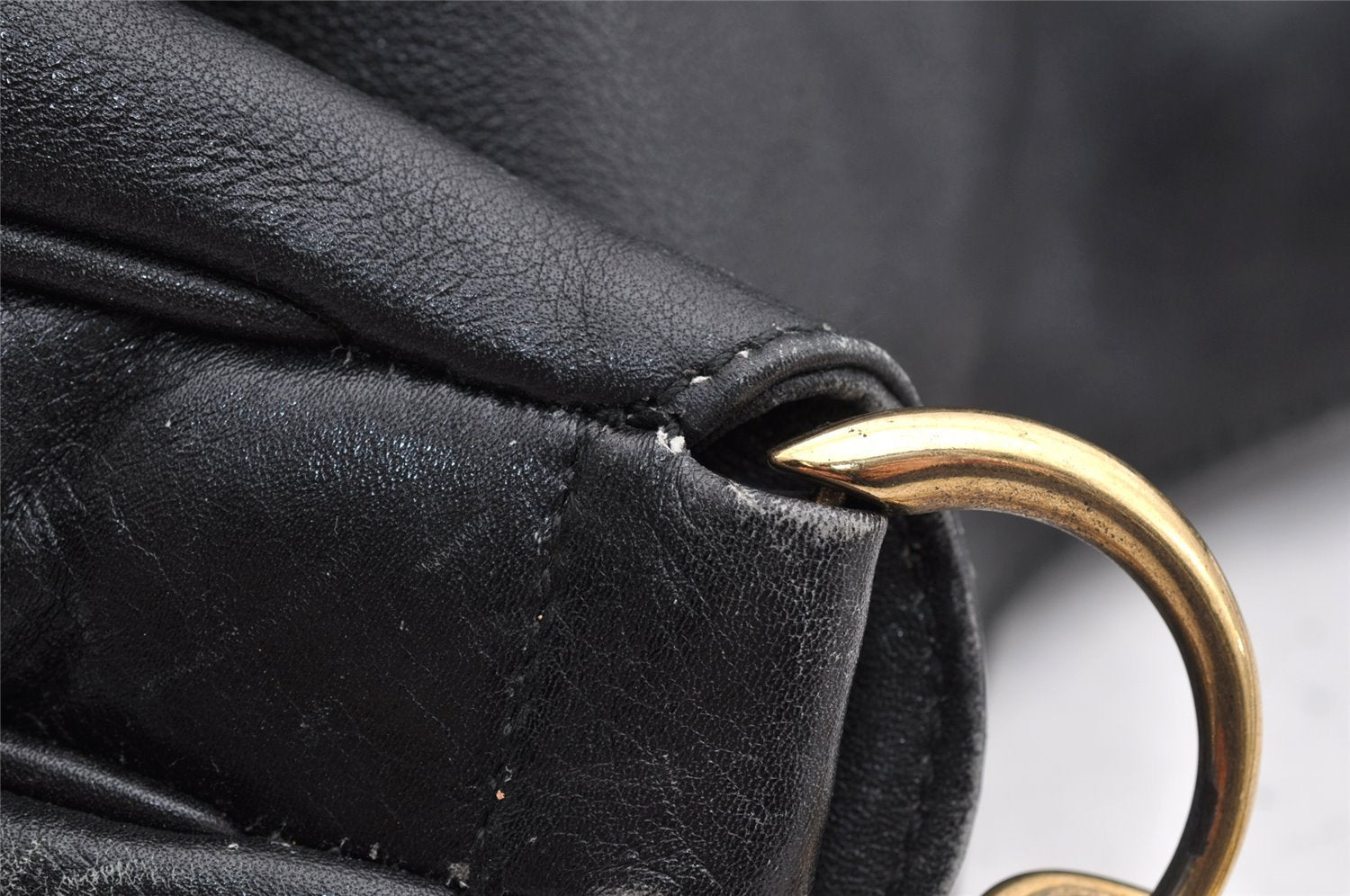 Authentic GUCCI Bamboo 2Way Shoulder Hand Bag Leather Black Junk 5376I