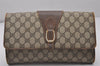 Authentic GUCCI 2Way Shoulder Clutch Bag Purse GG PVC Leather Brown Junk 5378I