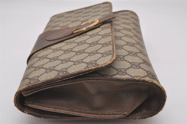 Authentic GUCCI 2Way Shoulder Clutch Bag Purse GG PVC Leather Brown Junk 5378I