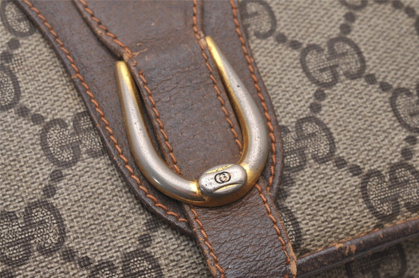 Authentic GUCCI 2Way Shoulder Clutch Bag Purse GG PVC Leather Brown Junk 5378I