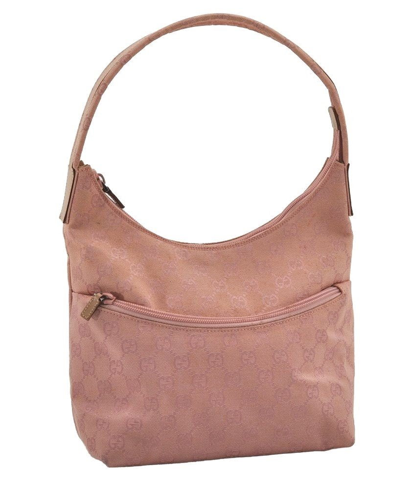 Authentic GUCCI Shoulder Hand Bag Purse GG Canvas Leather 0013386 Pink 5379I