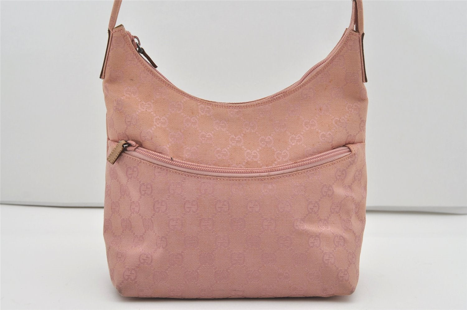 Authentic GUCCI Shoulder Hand Bag Purse GG Canvas Leather 0013386 Pink 5379I