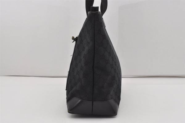 Authentic GUCCI Vintage Shoulder Tote Bag GG Canvas Leather 34339 Black 5380I