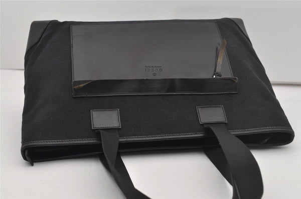 Authentic GUCCI Vintage Shoulder Tote Bag GG Canvas Leather 34339 Black 5380I