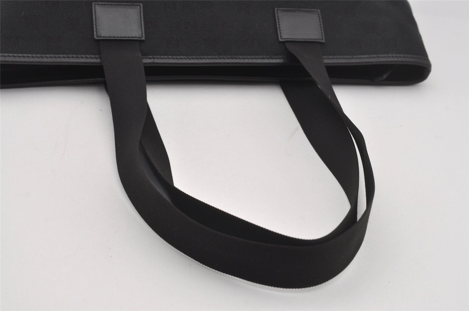 Authentic GUCCI Vintage Shoulder Tote Bag GG Canvas Leather 34339 Black 5380I