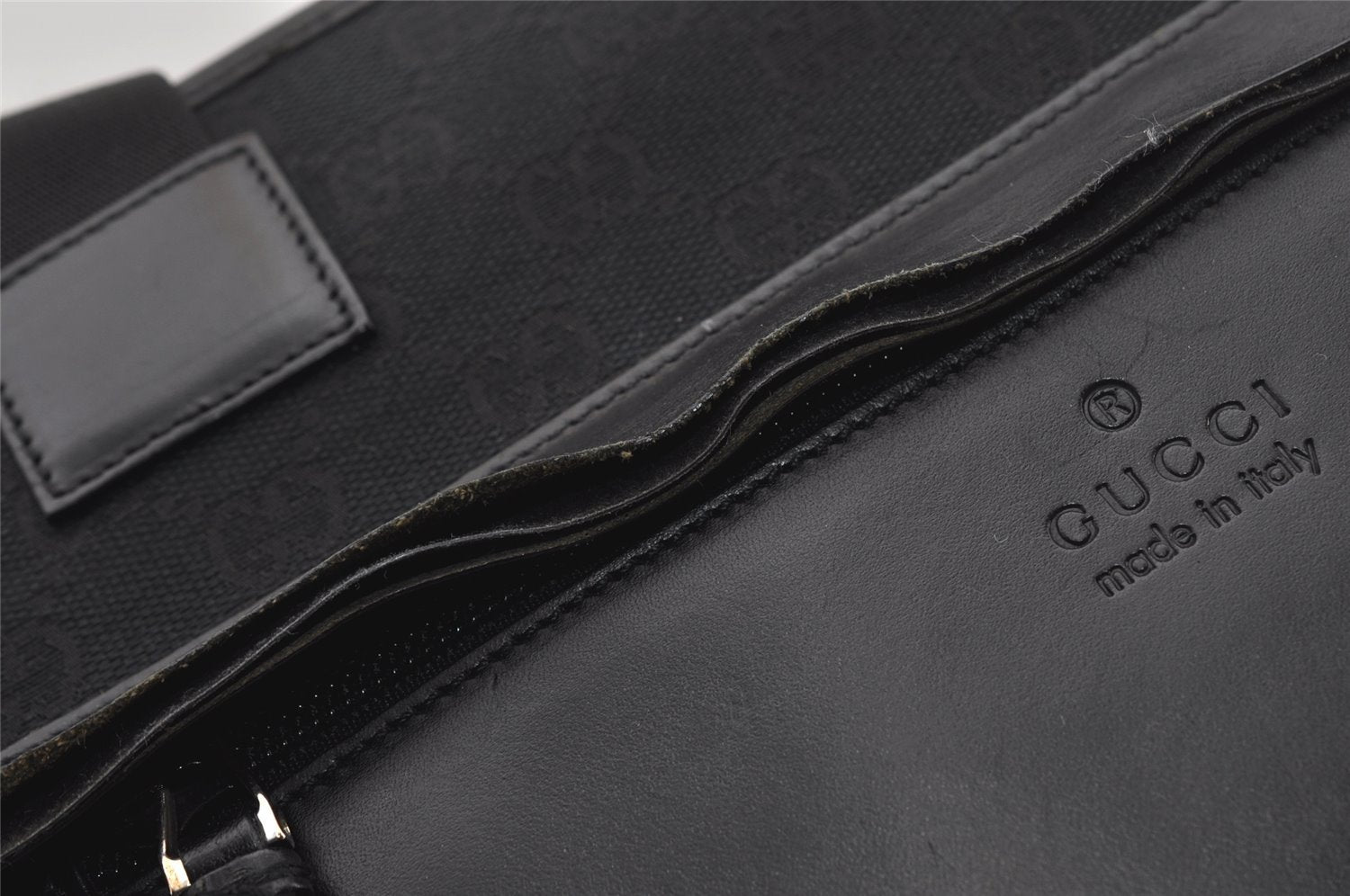 Authentic GUCCI Vintage Shoulder Tote Bag GG Canvas Leather 34339 Black 5380I